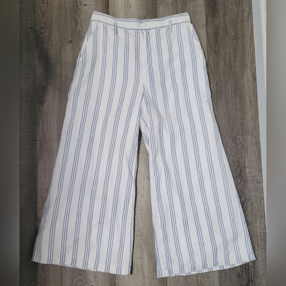 Abercrombie & Fitch Blue/White Striped Wide Leg Pants Womens/Juniors Size Medium